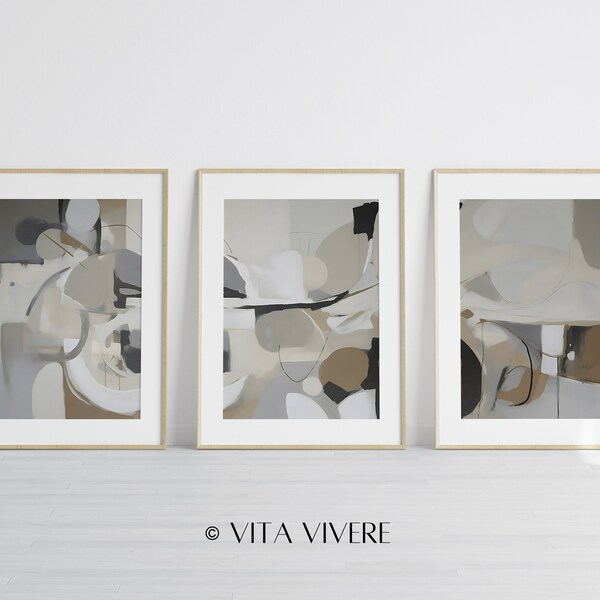 Grey Beige Wall Art Etsy