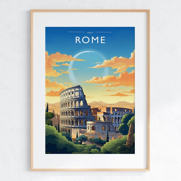 Rome Travel Print Art Rome Travel Poster Gift Rome Travel Poster Wall Decor Italy Artwork Italy Travel Gift Rome Modern Travel Print Artwork