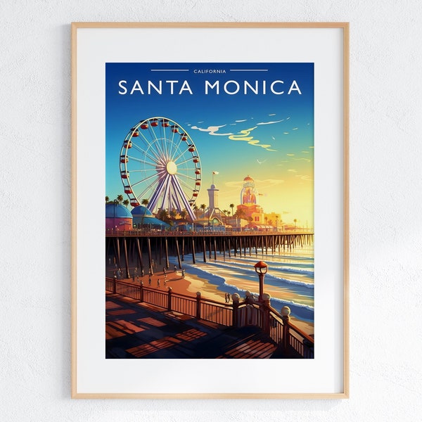 Santa Monica Reise Print Art Santa Monica Reise Kunst Geschenk Santa Monica Reise Poster Geschenk Kalifornien Reise Druck Kalifornien Wand Kunst Dekor