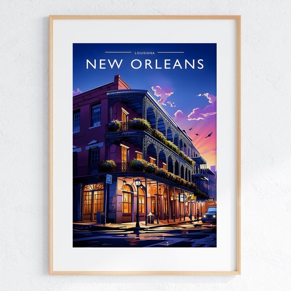 Nueva Orleans viaje impresión arte Nueva Orleans viaje arte regalo Nueva Orleans viaje cartel regalo Luisiana pared colgante pared arte Nueva Orleans ciudad arte