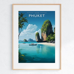 Phuket Travel Print Art Phuket Travel Art Gift Phuket Travel Poster Gift Thailand Artwork Thailand Wall Art Phuket Wall Hanging Art Decor