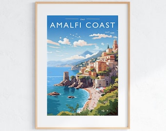 Amalfi Coast Italy Travel Poster, Coastal Wall Art (Digital Download)