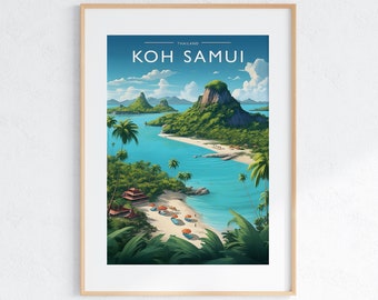 Koh Samui Travel Print Art Koh Samui Travel Art Gift Koh Samui Travel Poster Gift Thailand Poster Thailand Wall Hanging Travel Poster Decor