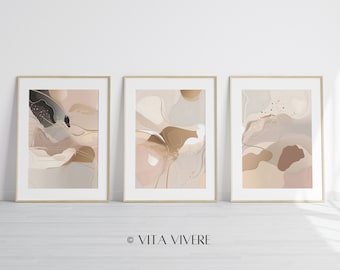 Pink Grey Wall Art 3 Piece Set Blush Pink And Grey Unique Art Print Set Soft Pink Art Prints Natural Neutral Wall Art Above Bed Art Decor