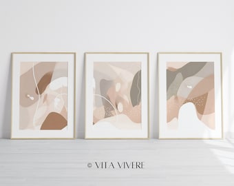 Rosa abstrakte Kunstdrucke, grauer Flur Dekor (Digitaler Download)