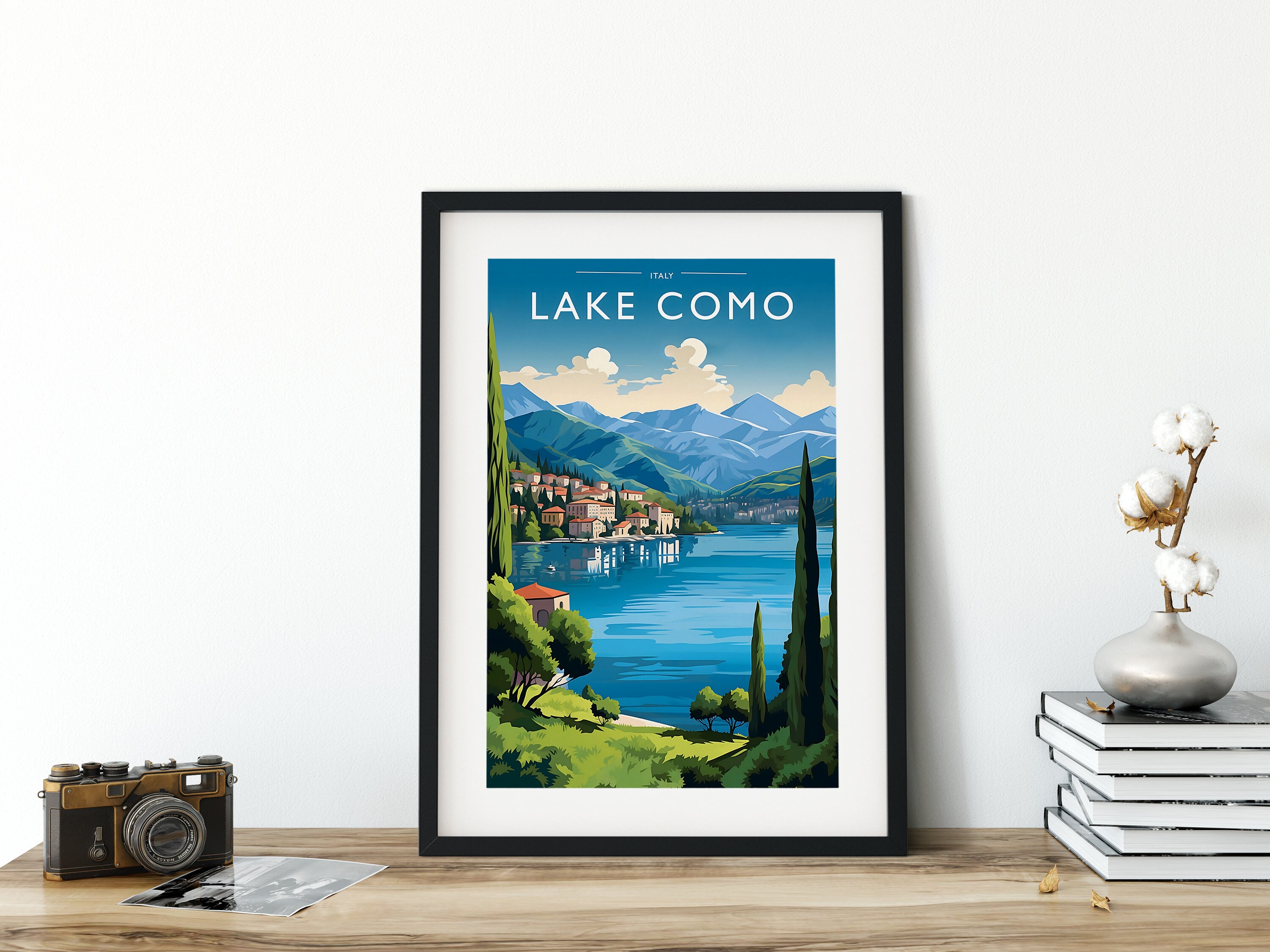 lake como italy travel poster art print (digital... Lake Como Italy Travel Poster Art Print (digital Download) - Etsy