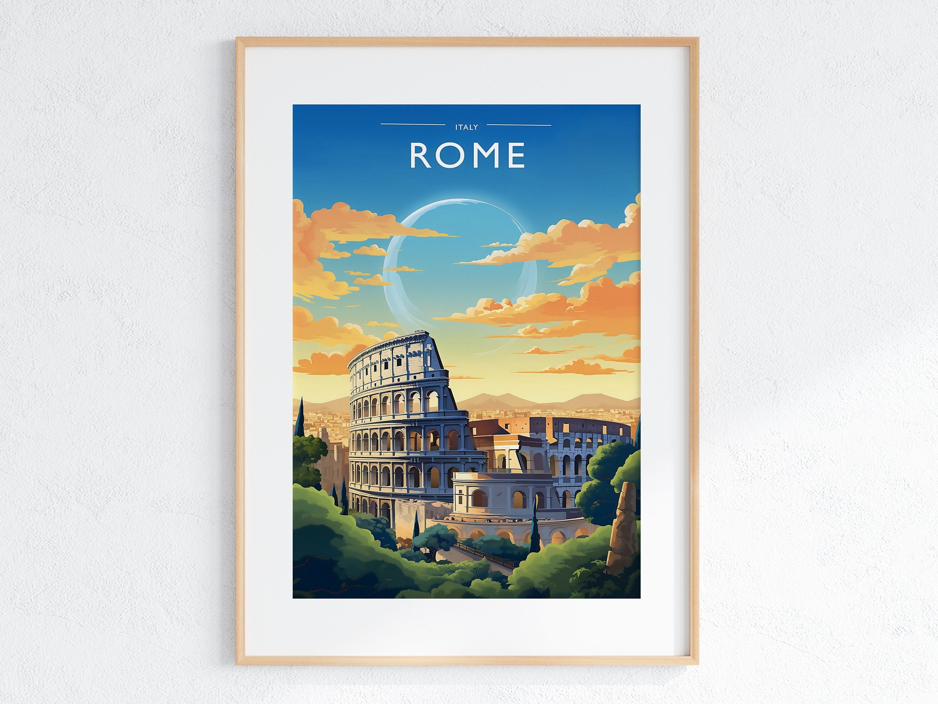 Rome Travel Print Art Rome Travel Poster Gift Rome Travel Poster Wall Decor Italy Artwork Italy Travel Gift Rome Modern Travel Print Artwork