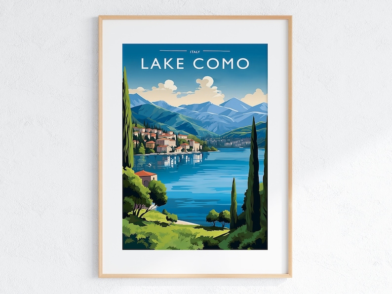 lake como italy travel poster art print (digital... Lake Como Italy Travel Poster Art Print (digital Download) - Etsy