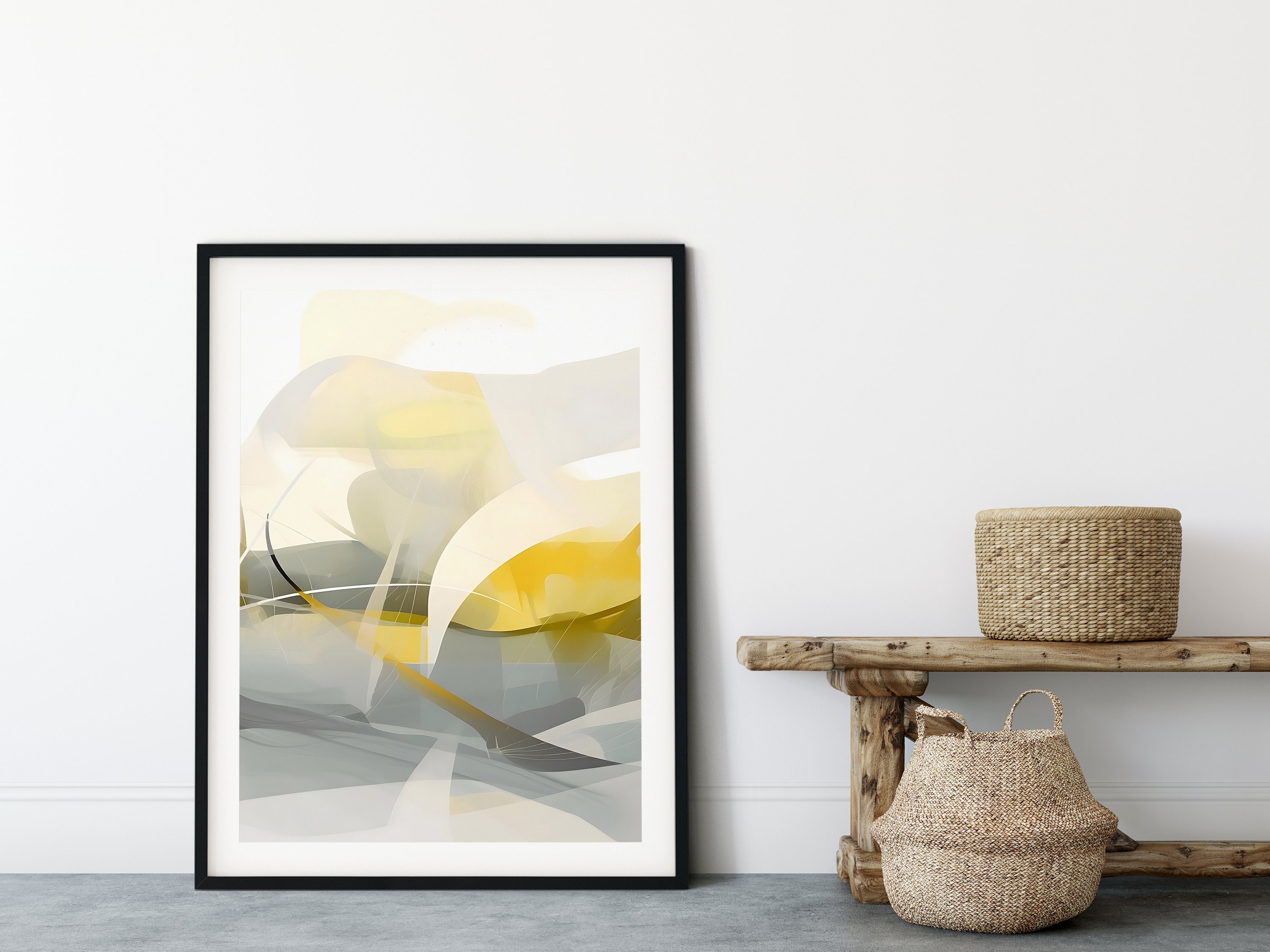 Soft Yellow and Grey Wall Art 3 Piece Set of 3 Piece Wall Art Etsy