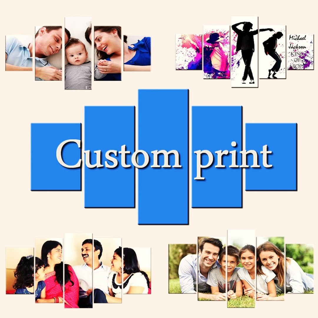 Custom 5 Piece Canvas Artwork, Personalised Gallery Wall Set, Premium