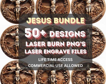 Christian Jesus 3D Illusion Laser File Bundle: 50+ PNG Designs (Digital Download), Compatible with xTool, Sculpfun, Glowforge machines