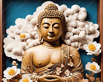 3D Illusion Meditating Buddha, Laser Burn PNG, Laser Engrave File, 3D Laser File, Laser Engraving File, xTool, Glowforge, Sculpfun, Plaque