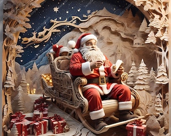 Laser Burn PNG, Laser Engrave File, 3D Illusion Laser File, Laser Engraving File, Plaque, xTool, Glowforge, Sculpfun, Christmas Santa Claus