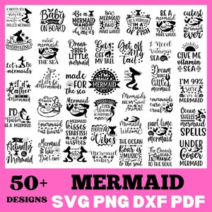 Mermaid SVG Bundle, Cut Files, Mermaid Quotes, Saying, Cricut, Silhouette, Clipart, Mermaid Saying, Little Mermaid, Commercial Use Allowed