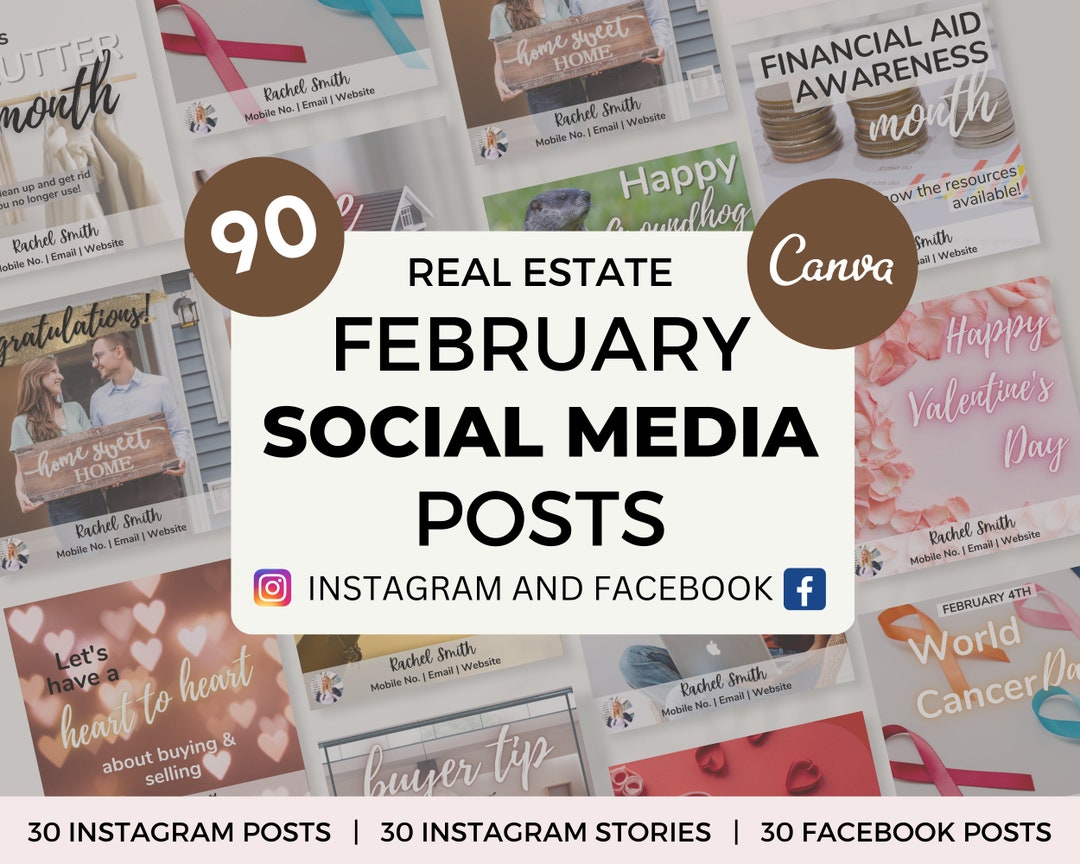 February Real Estate Social Media Posts Realtor Templates - Etsy