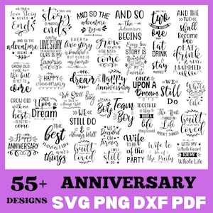 Pacote SVG de aniversário, svg de amor, ditado romântico, svg de casamento, clipart de noivado, arquivos de corte para Cricut e Silhouette, uso comercial