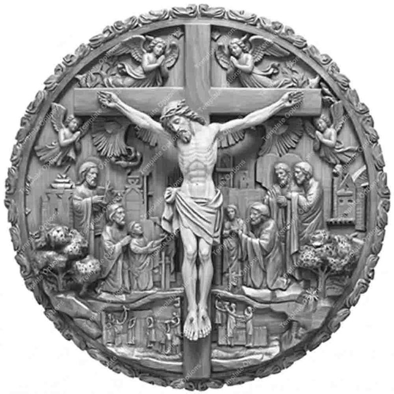 Jesus Crucified, Laser Burn PNG, 3D Illusion, Laser Engrave SVG file, Laser Engraving File, Laser Burn File, Laser Cut Files, Laser Burn Files, 3d Laser SVG Files, Plaque, Xtool file, Lightburn file, Glowforge File, Co2 Laser File, SVG File