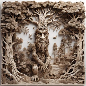 Laser Burn PNG, Laser Engrave File, 3D Illusion Laser File, Laser Engraving File, xTool, Glowforge, Sculpfun, Plaque, 3D Tree Man
