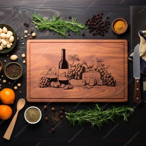 Chopping Board, Charcuterie Board SVG, Cutting Board, Laser Engrave File, Digital Vector Cut File, Kitchen Decor, Glowforge, xTool, Sculpfun