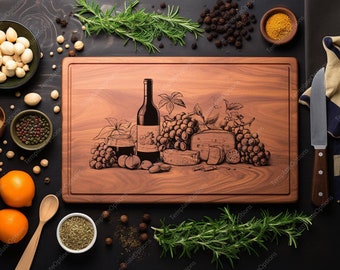 Chopping Board, Charcuterie Board SVG, Cutting Board, Laser Engrave File, Digital Vector Cut File, Kitchen Decor, Glowforge, xTool, Sculpfun