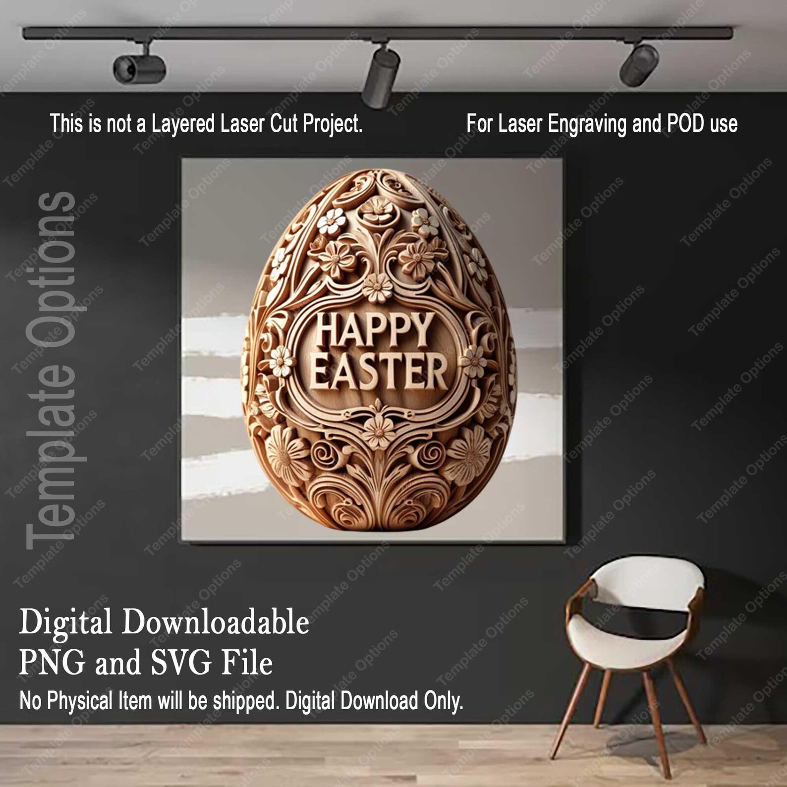 Laser Burn SVG, 3D Illusion Easter Egg With Happy Easter Message, SVG ...