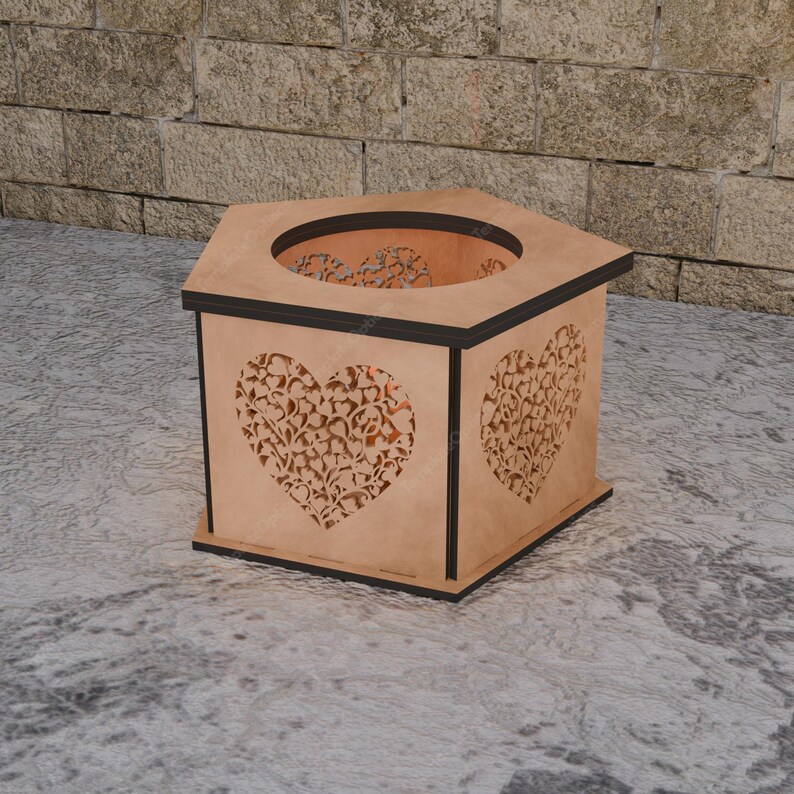 SVG Laser Cut Candle Holder, Valentine Tea Light Holder, CNC Files 4mm