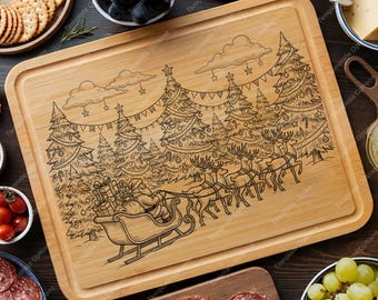 Christmas Santa Chopping Board SVG, Cutting Board SVG, Charcuterie Board SVG, Kitchen Vector Svg, xTool Laser Burn, Laser Engraving File