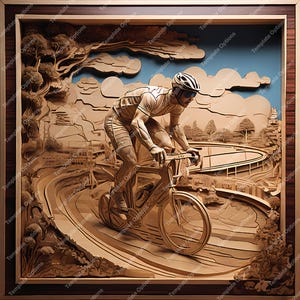 Laser Burn PNG, Laser Engrave File, Lightburn, 3D Illusion Laser File, Laser Engraving File,xTool, Glowforge, Sculpfun, Plaque, Cyclist