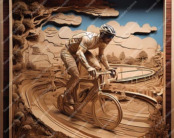 Laser Burn PNG, Laser Engrave File, Lightburn, 3D Illusion Laser File, Laser Engraving File,xTool, Glowforge, Sculpfun, Plaque, Cyclist