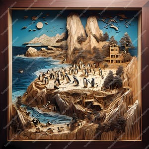 3D Illusion Laser File, Laser Burn PNG, Laser Engrave File, Lightburn, Laser Engraving File, xTool, Glowforge, Sculpfun, Plaque, Penguin