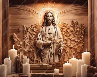 Laser Burn PNG, Laser Engrave File, 3D Illusion Laser File, Laser Engraving File, xTool, Laser Burn File, Plaque, Jesus, Christmas, Church