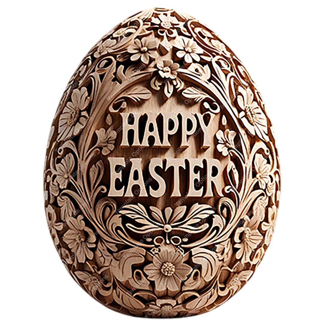 3D Illusion Easter Egg With Happy Easter Message, Laser Burn SVG, SVG ...