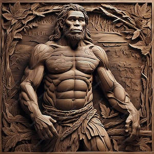 Laser Burn PNG, Laser Engrave File, 3D Illusion, SVG Laser File, Laser Engraving File, xTool, Glowforge, Sculpfun, Plaque, 3D Ancient Man