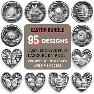 Laser Engrave File, 3D Illusion Laser File, Laser Burn PNG, Laser Engraving File, xTool, Glowforge, Sculpfun, Plaque, 95 Easter Bundle