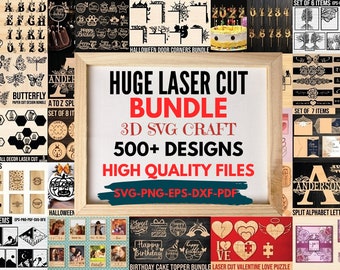 Laser Cut Mega Bundle SVG Files for CNC and Engraving, Glowforge Cut, Laser Cut, 3D Layered SVG, Eps, Pdf, Jpg, Png Laser Cut Files