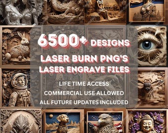 レーザーバーンPNG、レーザー彫刻ファイル、3Dイリュージョンレーザーファイル、レーザー彫刻ファイル、xTool、Glowforge、Sculpfun、プラーク、6500以上のWholeShopバンドル