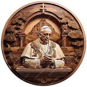 Laserbranden PNG, lasergraveerbestand, 3D-illusie-laserbestand, lasergravure, xTool, laserbrandbestand, plaquette, paus Franciscus, Kerstmis, kerk