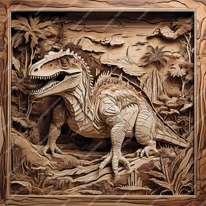 Laser Burn PNG, Laser Engrave File, 3D Illusion Design, Laser Engraving File, xTool, Glowforge, Sculpfun, LightBurn File, Plaque, Dinosaur
