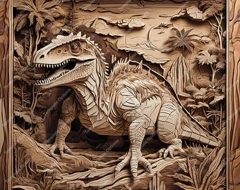 Laser Burn PNG, Laser Engrave File, 3D Illusion Design, Laser Engraving File, xTool, Glowforge, Sculpfun, LightBurn File, Plaque, Dinosaur
