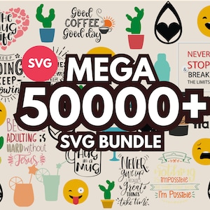50000+ SVG Bundle, Laser Cut Files Mega Bundle für Silhouette und Cricut, Cartoon, Weihnachten, Valentine, Halloween, Superheld, Motivation