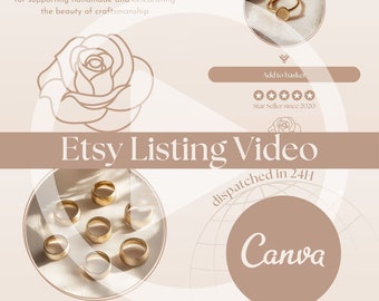 Plantilla de vídeo de anuncio de tienda de Etsy, personalizable en Canva, promoción de productos, plantilla de vídeo de Canva
