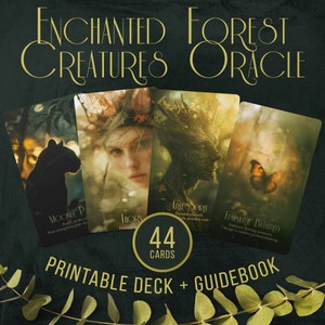 Verzauberte Waldkreaturen Orakel Deck, 44 Karten, Print-at-Home DIY, 6 Rückseiten, Feen & Natur Thema, Anleitung, Sofort Download