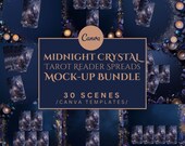 Tarot Spread Mockup Bundle of 30, Midnight Crystal, Canva Templates, Mock-Up for Tarot Readers, Spiritual Flatlay Styled Stock
