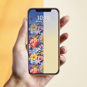 Aesthetic Phone Screen Mockup, Phone Wallpaper Mockup, App Design Mockup, Hand with Phone Mock-Up, PSD, Commercial Use