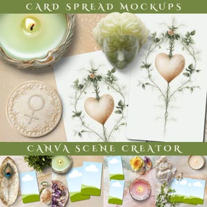 Venus Scene Creator voor CANVA, Tarot Oracle-mockups, Witchy Flatlay Styled Stock, realistische digitale stickers, commercieel gebruik