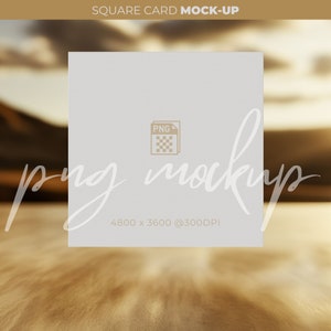 Mockup vierkante kaart, PNG-overlay, blanco kaartmodel, commercieel gebruik