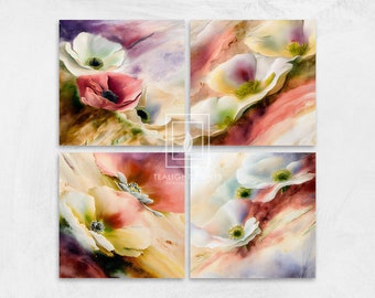 Printable Set Watercolor Anemones | Instant Download Exclusive Wall Art For Printing