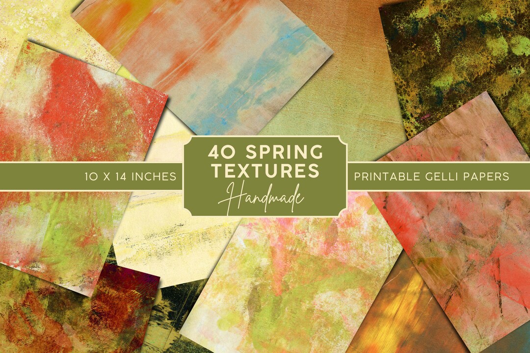 40 Spring Textures, Gelli Scans, Hand-painted Collage Papers, Studio ...