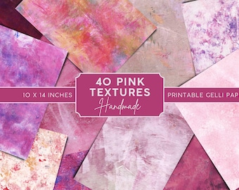 40 texturas rosas, escaneos Gelli, papeles de collage pintados a mano, superposición de fondo de estudio, descarga instantánea