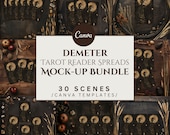Tarot Spread Mockup Bundle of 30, Demeter, Canva Templates, Mock-Up for Tarot Readers, Spiritual Flatlay Styled Stock, Commercial Use